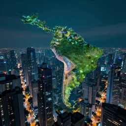 a cyberpunk city in south america city
