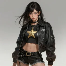 rock star girl. concept art, artstation trending, digital painting highly detailed, vxf, cinematic
