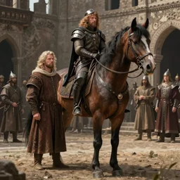 horse in medieval court, medieval fantasy, d & d, legend of the cryptids, highly detailed, digital painting, artstation, concept art, sharp focus, illustration, frazetta, aleksi briclot, rutkowski
