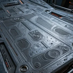 highly detailed futuristic panel from alien spacecraft
