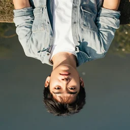 an upside down image of a person