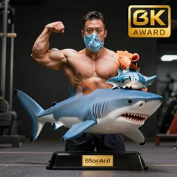 bodybuilder shark, photography, award - winning, 4 k