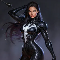 portrait of apex legends megan fox, venom intricate, elegant, glowing lights, highly detailed, digital painting, artstation, glamor pose, concept art, smooth, sharp focus, illustration, art by artgerm and greg rutkowski, artey freytag
