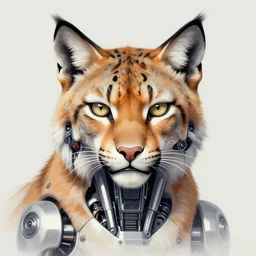 detailed portrait artwork of a biomechanical lynx by subjekt zero. colored centered uncut. slightly lowbrow. influenced by andrei riabovitchev and igor goryunov.