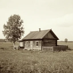 small house on an old russian steppe in 1902, archival photograph