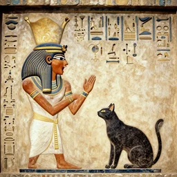 egptian heiroglyphics depicting a woman screaming at a cat, high quality photograph, kodachrome film, 1 9 8 9