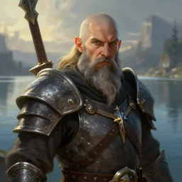 dungeons and dragons dwarf warrior character closeup portrait, dramatic light, lake background, 2 0 0 mm focal length, painted by stanley lau, painted by greg rutkowski, painted by stanley artgerm, digital art, trending on artstation