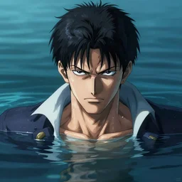 photorealistic shockingly amazing portrait of guts from berserk submerged in water ,extremely detailed, made by wlop and maxwell boas
