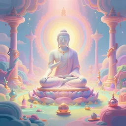 , psychedelic realm, the tibetan book of the dead, pastel colors, digital art, volumetric lighting,
