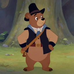 film still vintage disney animation style of the main character bear the sheriff of nottingham in the classic disney film robin hood
