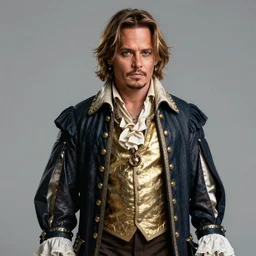 a high quality 3 d rendering of johnny depp dressed as french king louis xv, volumetric light, sharp focus, artstation