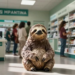a sloth in front of you in line at the pharmacy
