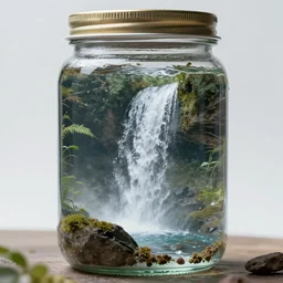waterfall in a jar, 4k detailed hyperrealistic photography, 8k