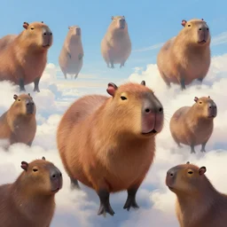 A beautiful digital fantasy painting of giant floating capybaras migrating across the sky, trending on artstation, by Stanley Artgerm Lau, WLOP, Rossdraws, James Jean, Andrei Riabovitchev, Marc Simonetti, and Greg Rutkowski