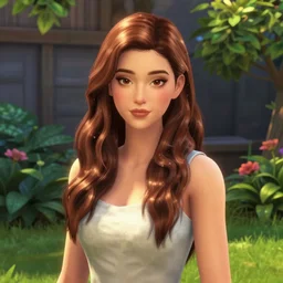 fps screenshot of a girl in the garden, sims