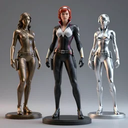 black widow, bronze statue and silver, unreal engine, high detailed, holographic * *