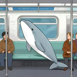 drawing of a narwhal taking the subway by matt groening