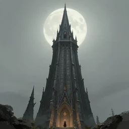 Extremely tall wizard tower under a pale moon, Darek Zabrocki, Karlkka, trending on Artstation, 8K