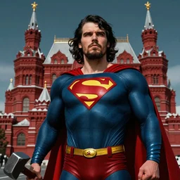 stalin as superman, red son, socialist realism, sovietwave aesthetic, hammer and sickle, red square moscow, artgem, photorealistic, detailed, intricate digital art, trending artstation, 8 k uhd, unreal 5, arnold gpu + octane workflow, volumetric lighting, rich moody colors, fan art, concept art, comic book style
