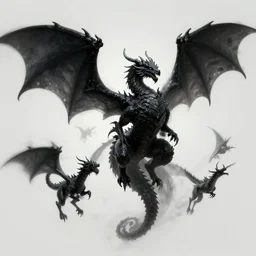ink - black dragons danced in the air, grand, glorious, light effect, leisurely, highly detailed, digital painting, artstation, concept art, smooth, sharp focus, illustration,