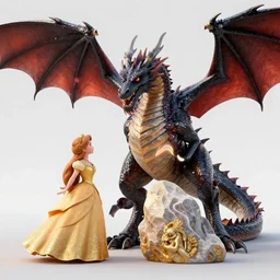 a dragon saving a princess, octane render