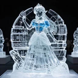 an ice sculpture of princess zelda, ice sculpting art.