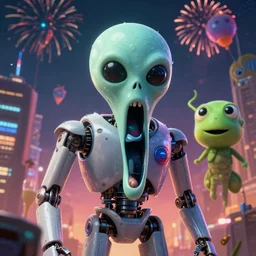🤬🤐🤖👽🎉🎊, hyper detailed, masterpiece, artstation, advanced lighting technology, stylized yet realistic surrealism, 4 k wallpaper