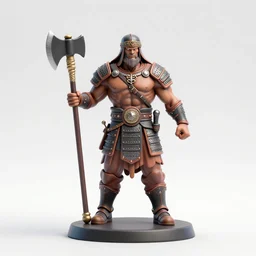 80mm resin detailed miniature of a Muscular Warrior, clothed in armor, abdominal muscles, battle axe, Product Introduction Photos, 4K, Full body