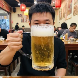 dobodjob having a beer in a chinese restaurant