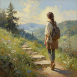 a beautiful painting of a journey of a thousand miles begins with a single step, it is necessary to take the first step to reach your goal, highly detailed, 8 k resolution, trending on artstation