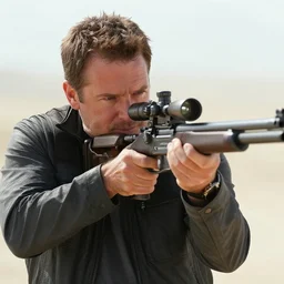 Film Still of Mike Ehrmantraut aiming a sniper rifle, 8k, highly detailed