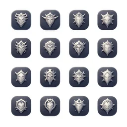 ui designer ， icon design ， the game icon ， gothic ， character reference sheet ， by victo ngai