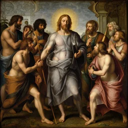 masterpiece renaissance painting pyhtagoras and his students, dynamic lighting, cinematic, establishing shot, extremely high detail, photo realistic, cinematic lighting, oil painting, intricate line drawings