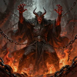 mage with demonic hands being pulled by chains from hell, digital painting, mixed media, trending on artstation and deviantart, epic composition, magnum opus, highly detailed, 8 k