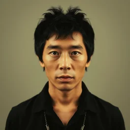 viktor tsoi is a singer, aged 5 0. accurate and hyper - realistic symmetrical photo