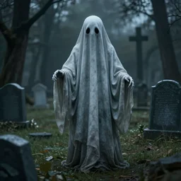 igor zenin photo - realistic render of a strange ghost in a graveyard