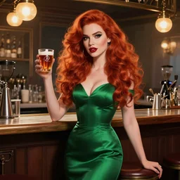 epic professional digital art of stunningly gorgeous redhead canadian female starship barista in green dress, by leesha hannigan, iris van herpen, artstation, cgsociety, wlop, epic, much wow, much detail, gorgeous, detailed, masterpiece
