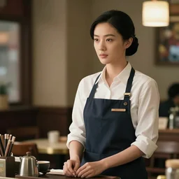 film still of chinese actress gong li as a waitress in a cafe in iron man