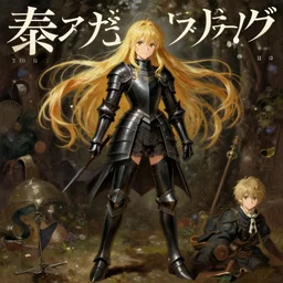 baroque oil painting japanese light novel cover illustration lotr anime key visual full body action shot full spread | young girl black military crusader armour long flowing blonde hair | gapmoe kuudere moody lighting bokeh | trending pixiv fanbox | by greg rutkowski makoto shinkai takashi takeuchi studio ghibli