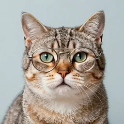 cool cat wearing hippie glasses, by andy warhol