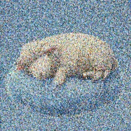 a white fluffy sheep sleeping on a blue cloud
