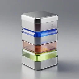 idea for stacked box - shaped objects, stainless steel and color glass, trending on behance, keyshot 1 1