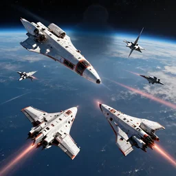 Space Battle between Spaceships, trending on artstation, artstationHD, artstationHQ, unreal engine, 4k, 8k
