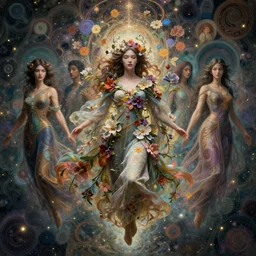 Full View ultrarealistic Portrait ethereal fantasy deity wearing beautiful gown, flowers, spirituality, levitating, 4k digital masterpiece by Anna Dittman and Alberto Seveso Ruan Jia, rossdraws, artgerm and greg rutkowski and alphonse mucha and loish and WLOP, fantasycore, Hyperdetailed, fractals, scribble art, realistic digital painting,  atmospheric, fireflies, soft lighting, featured on Artstation