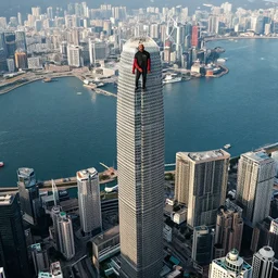 very tall kanye in hong kong, aerial view, associated press, high quality photography
