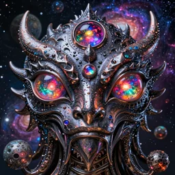 great old ones, yog - sothoth, r'lyeh, shub - niggurath, cosmic psychedelic, wet gloss metal render, close up dragon eyes orbs glow iridescent, psycho nebula colors, galaxy nebula planets, photoluminescence reflective spectral colors, award winning photograph, unreal engine, realism, realistic cgi, real life