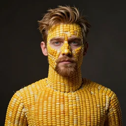 photo portrait of partick stewart made of corn cob