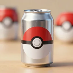 a soda can themed after a pokeball from pokemon