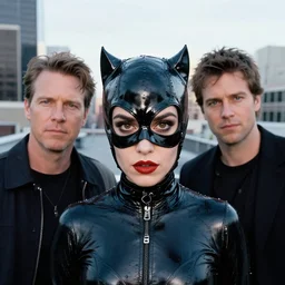 phil noto, peter mohrbacher, thomas kinkade, artgerm, catwoman dc comics, symmetrical eyes, city rooftop