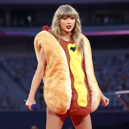 taylor swift wearing a hot dog costume